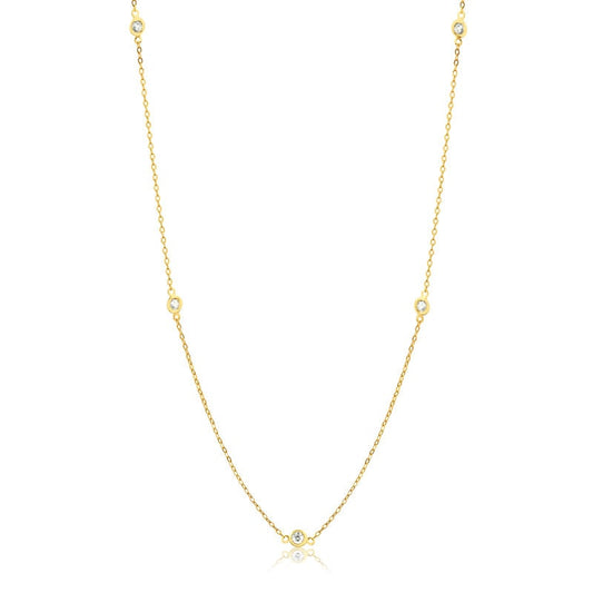 18k Solid Yellow Gold 3 mm Cubic Zirconia Necklace