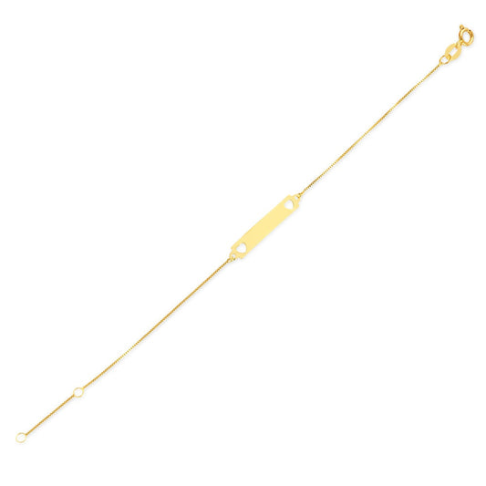 18k Solid Yellow Gold Heart Newborn Babies Ring Clasp Bracelet for Personalized Customize Engraving