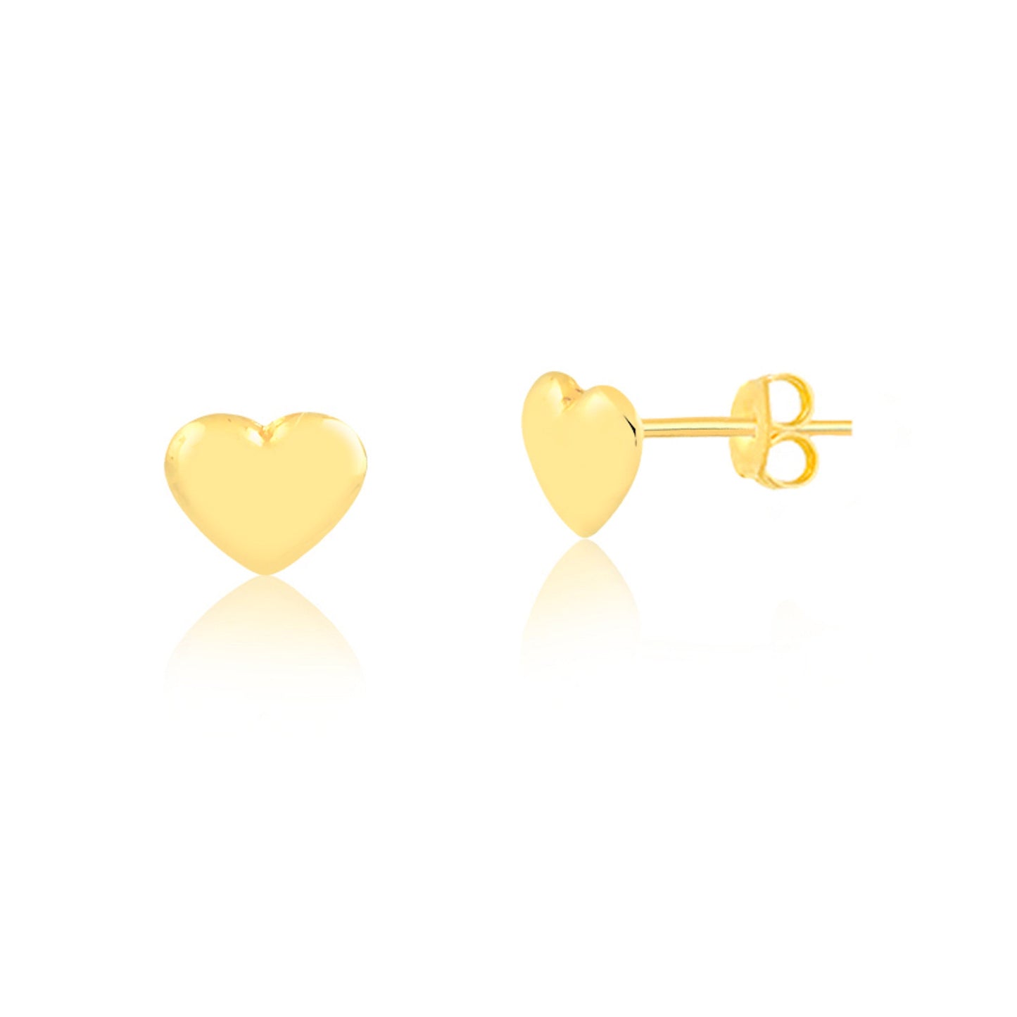 18K Gold Heart Shape Earring Gift Butterfly Back Heart Stud Earring for her