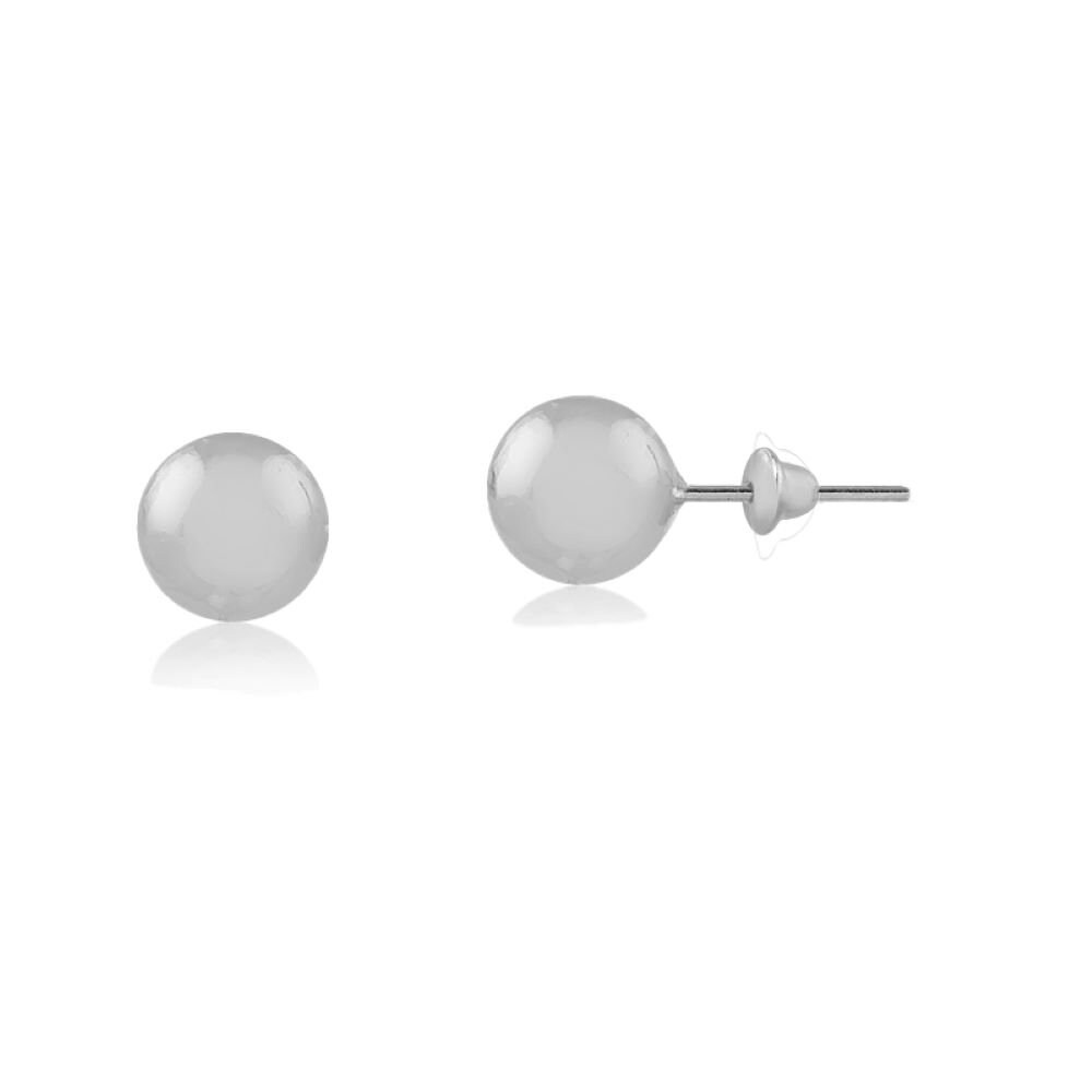 7 mm Gold Ball 18k Solid White Gold | Push Backs Stud Earrings for Babies, Children and Infants