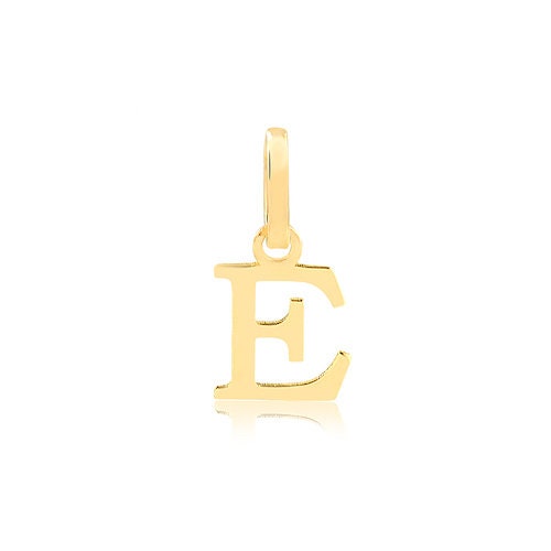 Gold Letter E Sign, 18k Solid Yellow Gold | Letter Pendant for Necklace for Girls, Teens, Women and Men