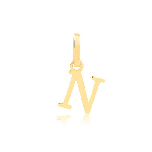 Gold Letter N Sign, 18k Solid Yellow Gold | Letter Pendant for Necklace for Girls, Teens, Women and Men