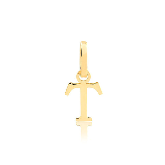 Gold Letter T Sign, 18k Solid Yellow Gold | Letter Pendant for Necklace for Girls, Teens, Women and Men