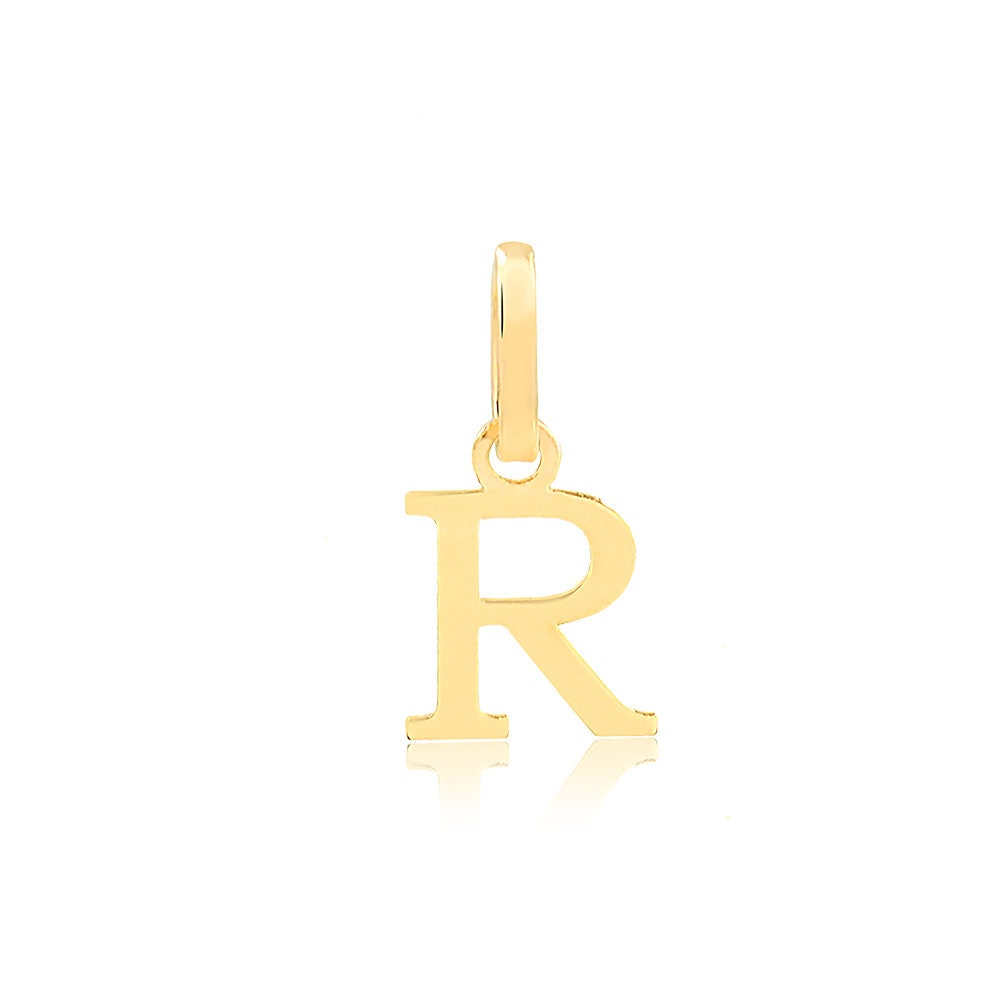 Gold Letter R Sign, 18k Solid Yellow Gold pendant