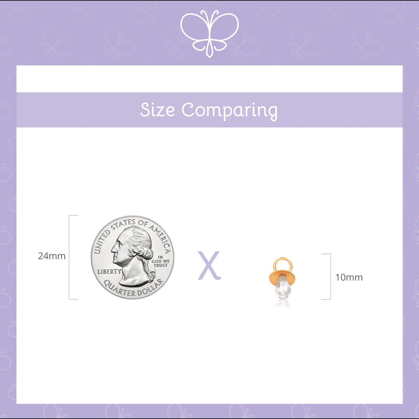 14k Solid Yellow Gold Baby Pacifier CZ Pendant – Necklace Women’s Gift