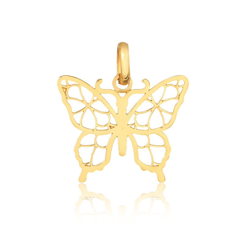 14k Yellow Gold Butterfly Laser Cut Pendant