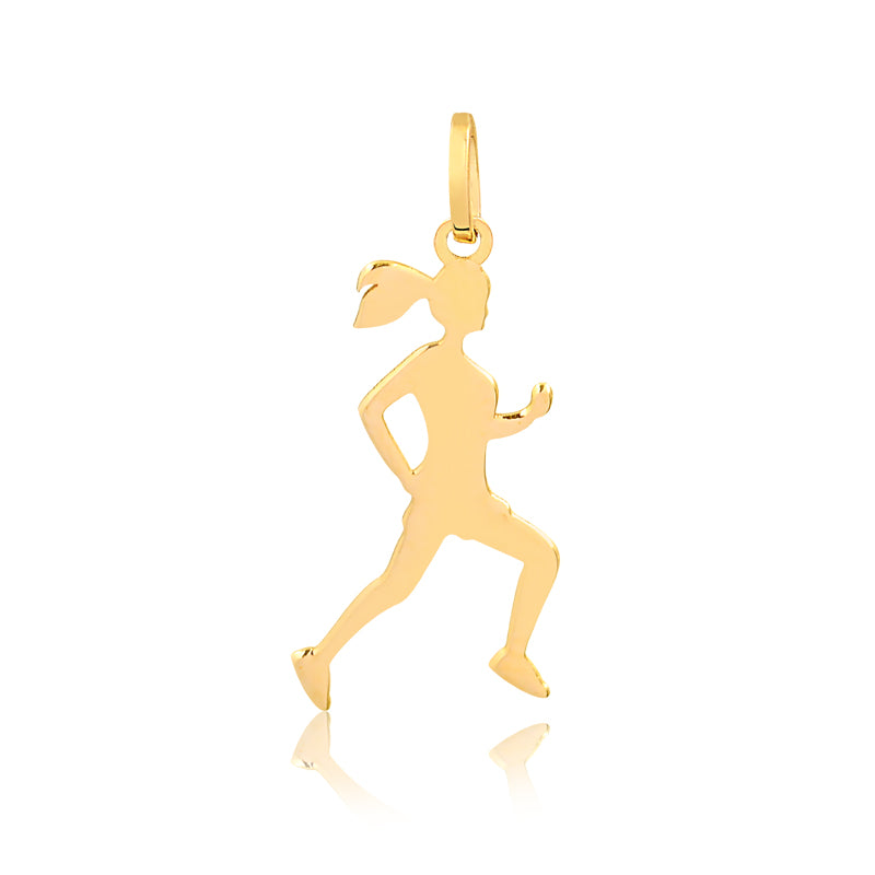 14k Yellow Gold Runner Sports Charm Necklace for Her