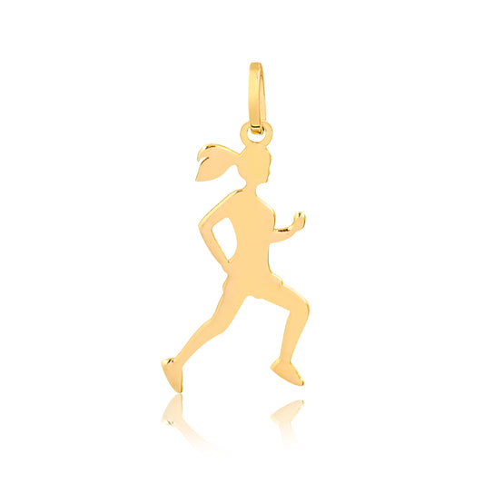 14k Yellow Gold Runner Sports Charm Necklace for Her