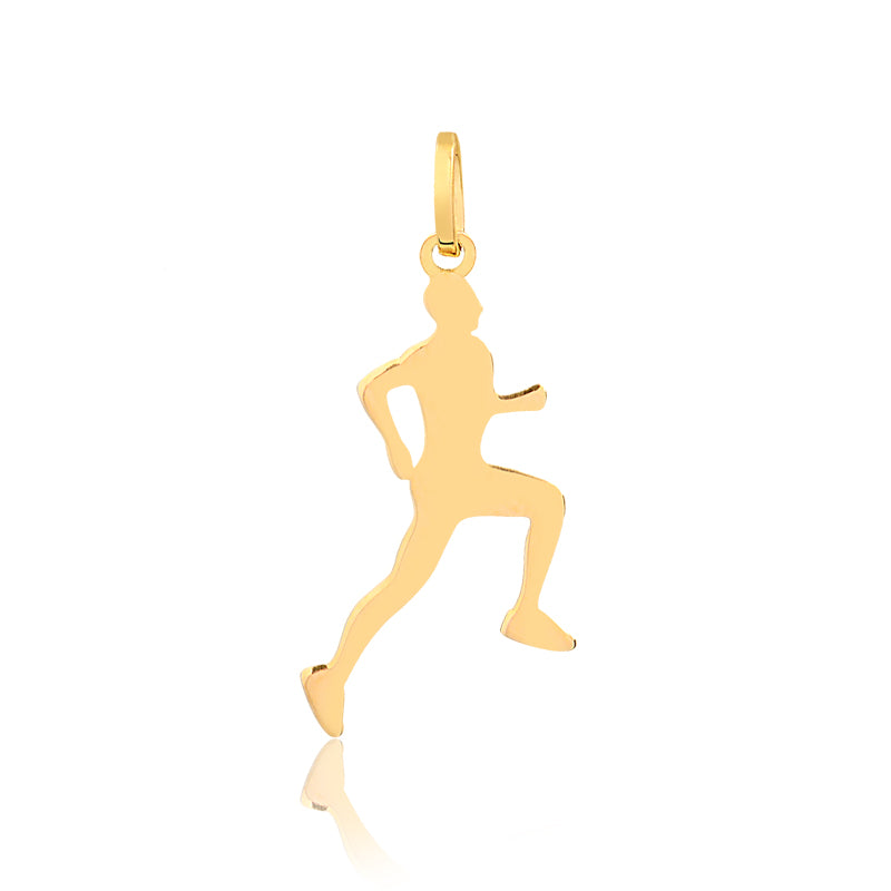 14k Yellow Gold Runner Sports Charm Necklace for Him