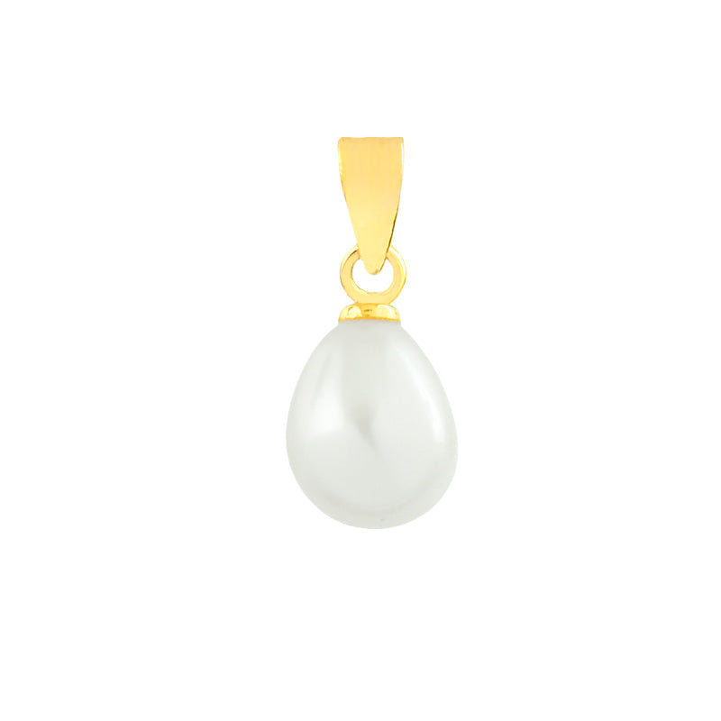 18k Solid Yellow Gold Freshwater Pearl 7.5 mm charm for Chain for Women