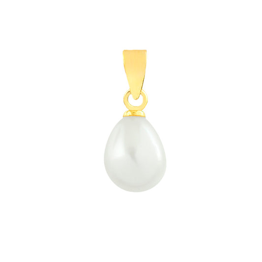 18k Solid Yellow Gold Freshwater Pearl 7.5 mm charm for Chain for Women