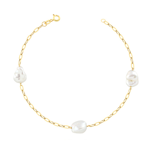 Luxury Pearl Bracelet 18k Gold, 18cm