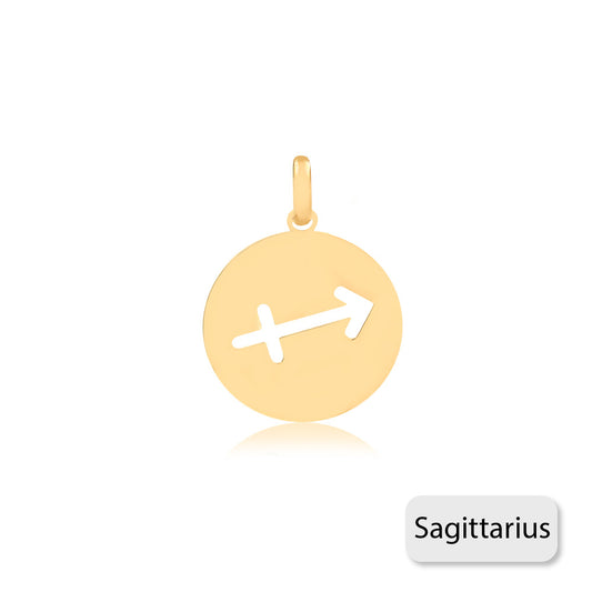 Carol Jewelry 14k Solid Yellow Gold Zodiac Signs Medal charm for Chain for Girls, Teens, Women and Men (Sagittarius)