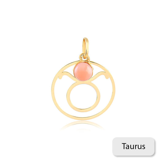 Taurus Zodiac Sign 14k Solid Gold Medal charm for Chain for Women and Men